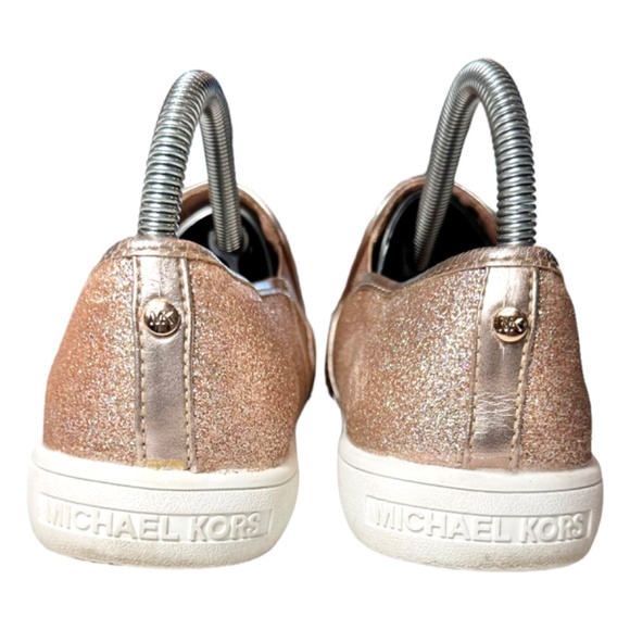 Michael Kors Rose Gold Glitter Slip-On Sneakers Blush Pink Sparkle Shoes - US 5 - Picture 6 of 8